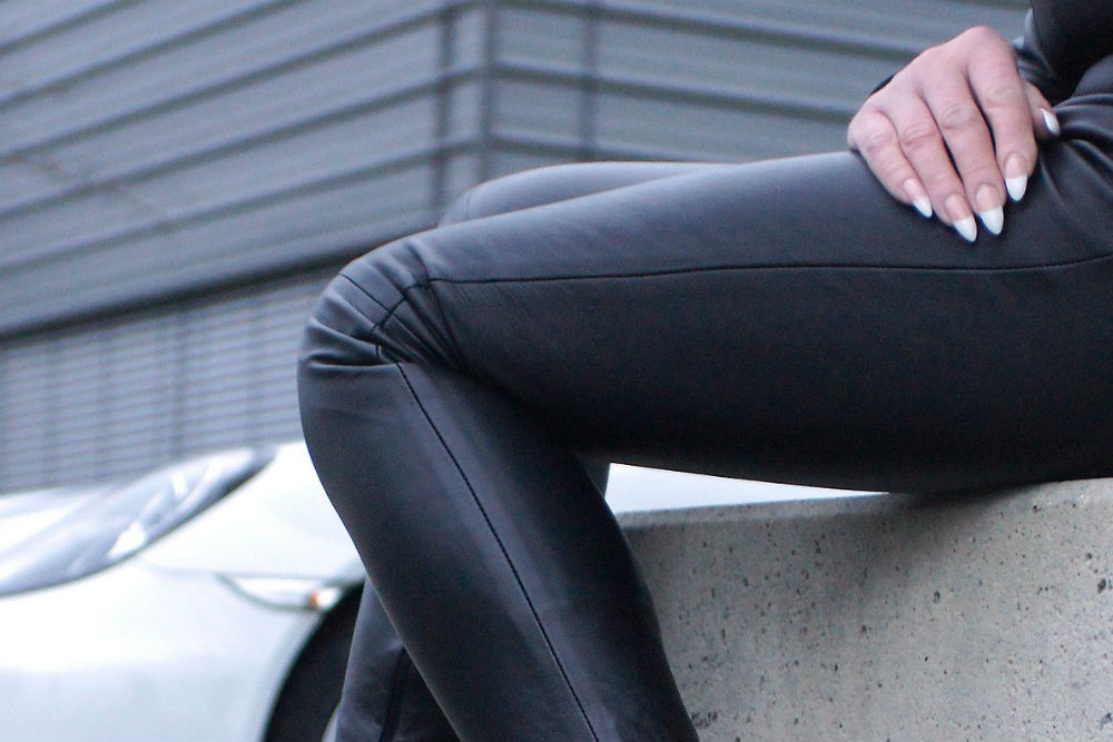 leather pants in store